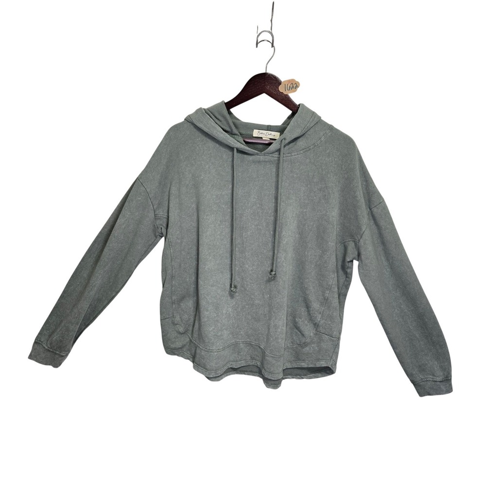 Bellas Destiny Mineral Wash Hoodie Sage Green Plus Size 1X Pullover Sweatshirt